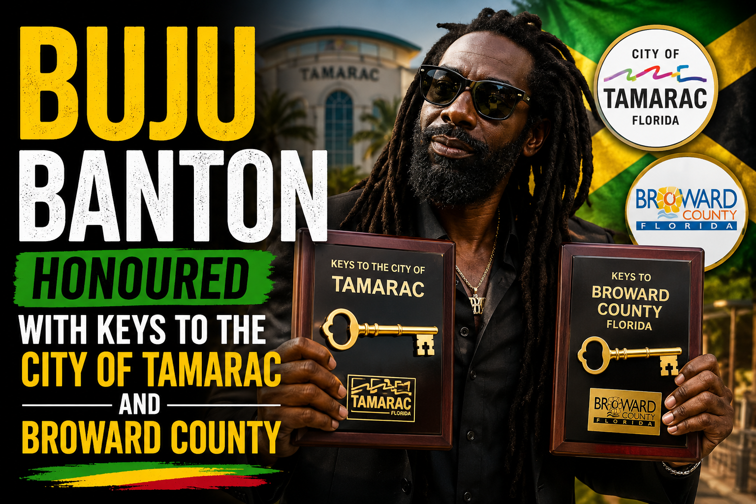 Buju Banton Honoured with Keys to the City of Tamarac and Broward County